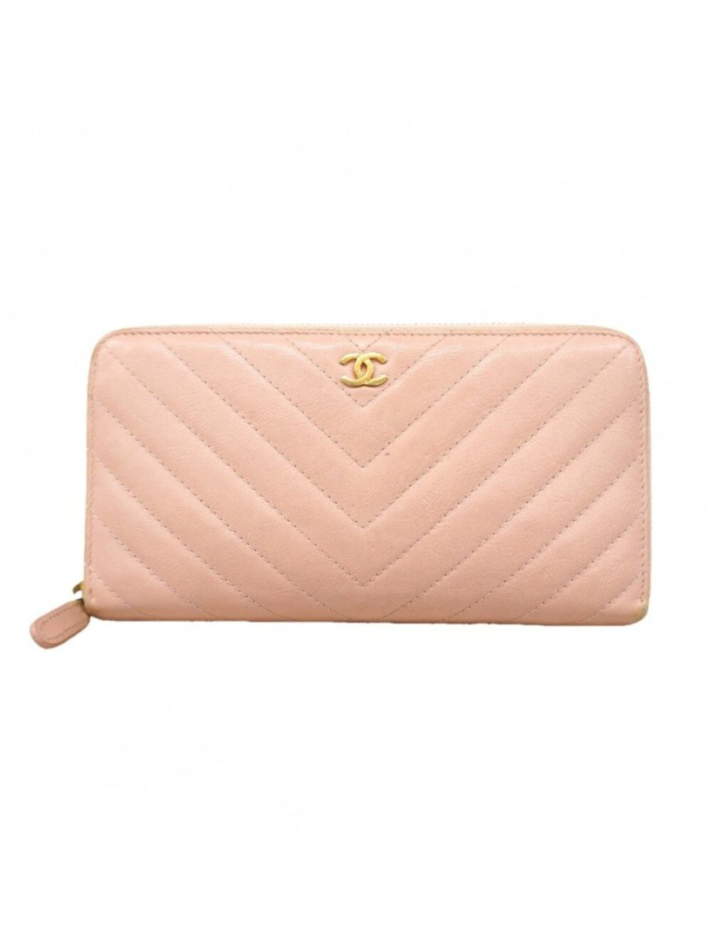 Chanel Wallet Stitch Lambskin Pink Champagne Gold